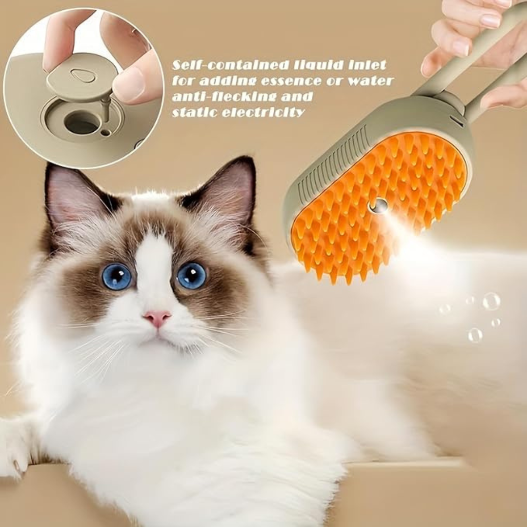 Luxury Cat Steam Brush 3 In 1  Self Cleaning Brush 🐈