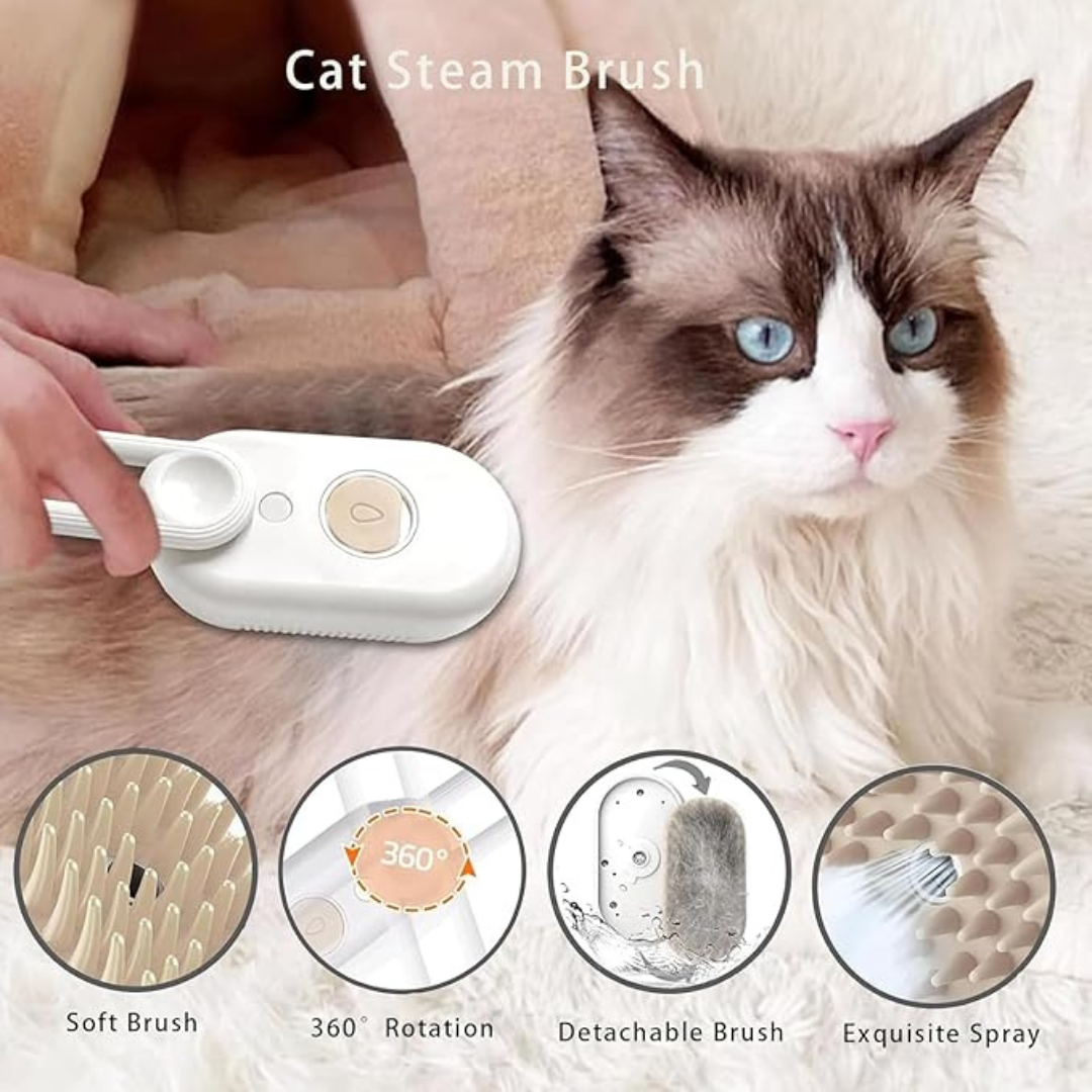 Luxury Cat Steam Brush 3 In 1  Self Cleaning Brush 🐈