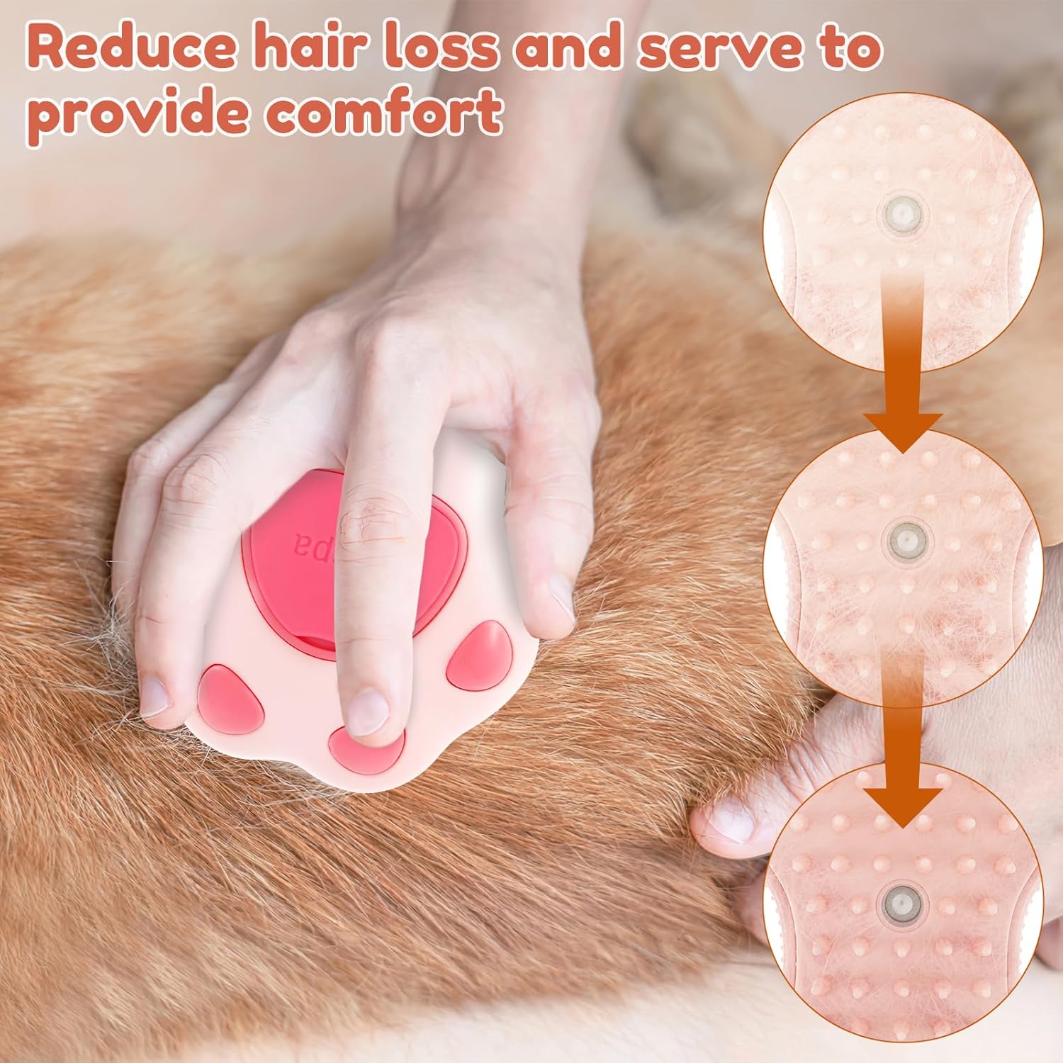 Pink Paw Cat Steam Brush