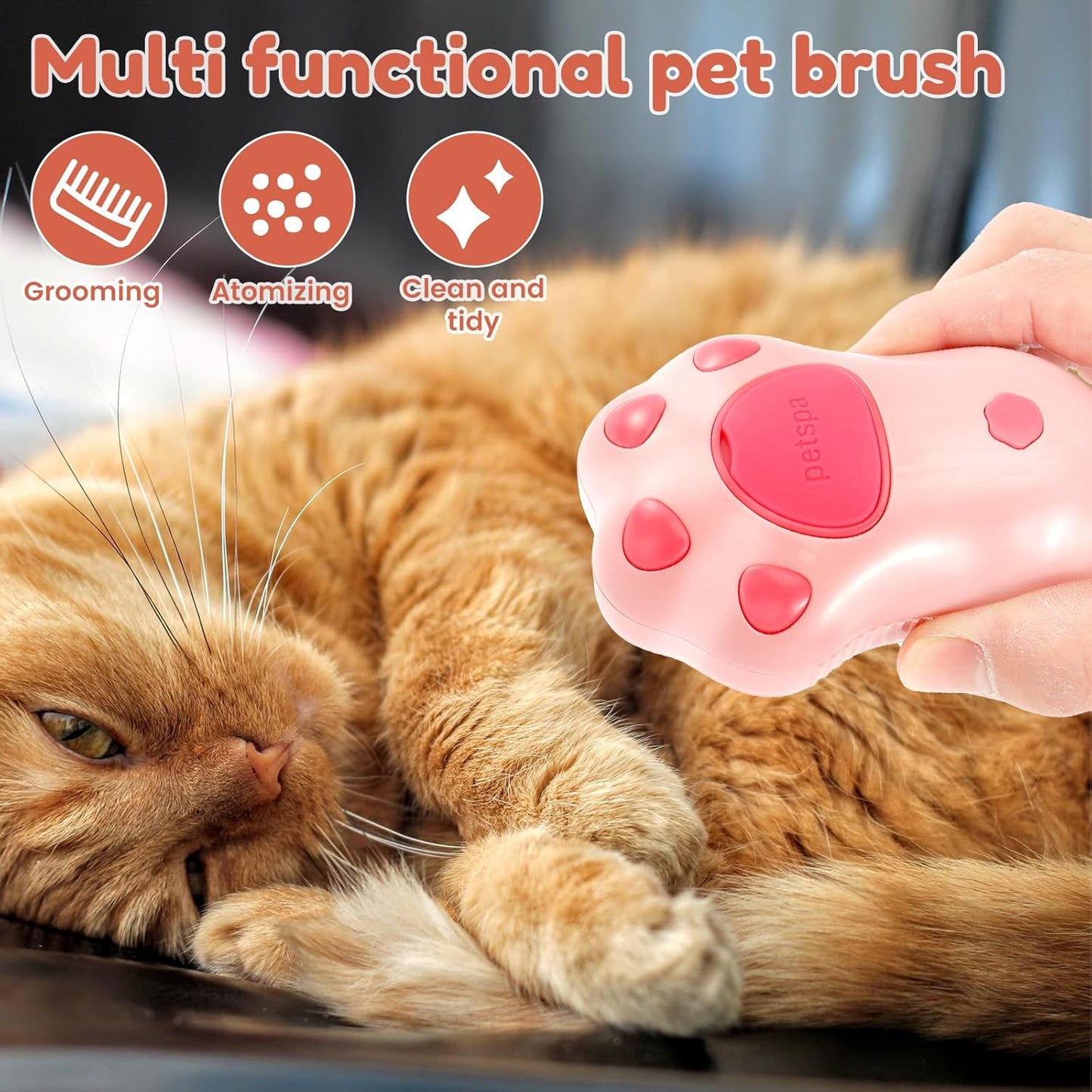 Pink Paw Cat Steam Brush