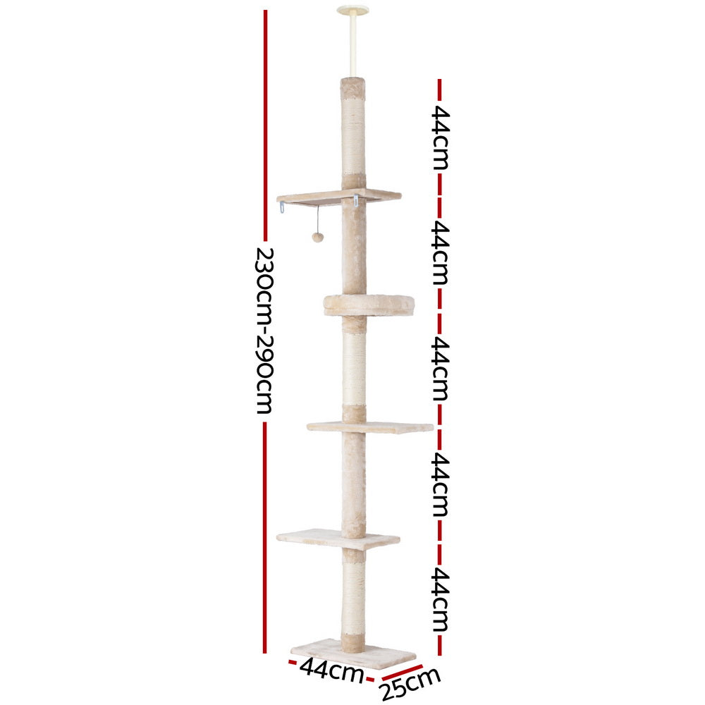 Large Scratching Post (White) - 290cm Floor To Ceiling Scratching Tower