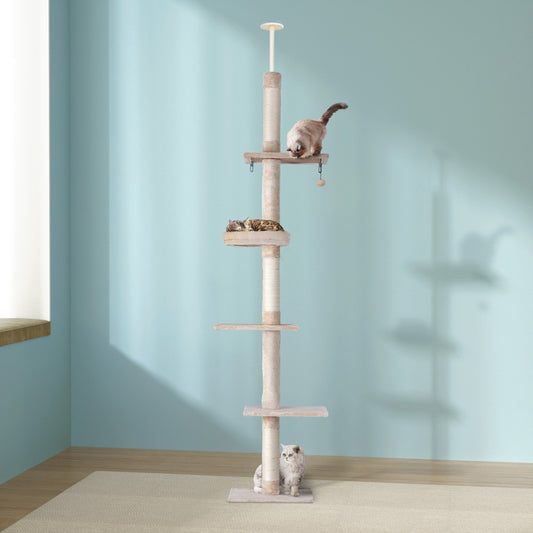 Large Scratching Post (White) - 290cm Floor To Ceiling Scratching Tower