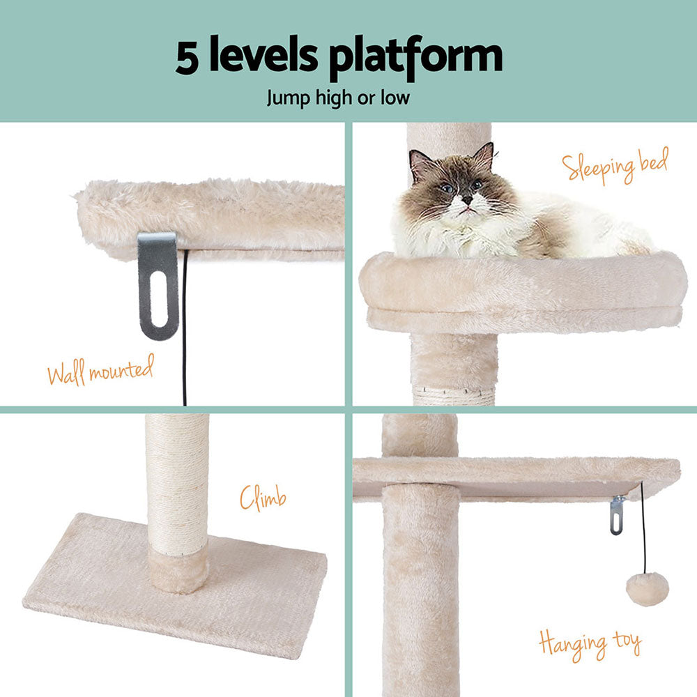 Large Scratching Post (White) - 290cm Floor To Ceiling Scratching Tower