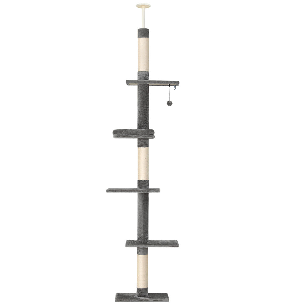 Large Scratching Post (Grey & White) - 290cm Floor To Ceiling Scratching Tower