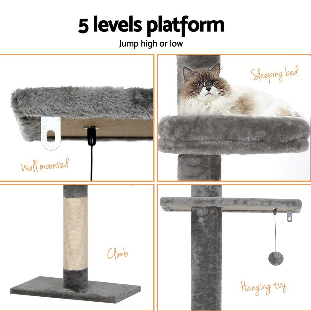 Large Scratching Post (Grey & White) - 290cm Floor To Ceiling Scratching Tower