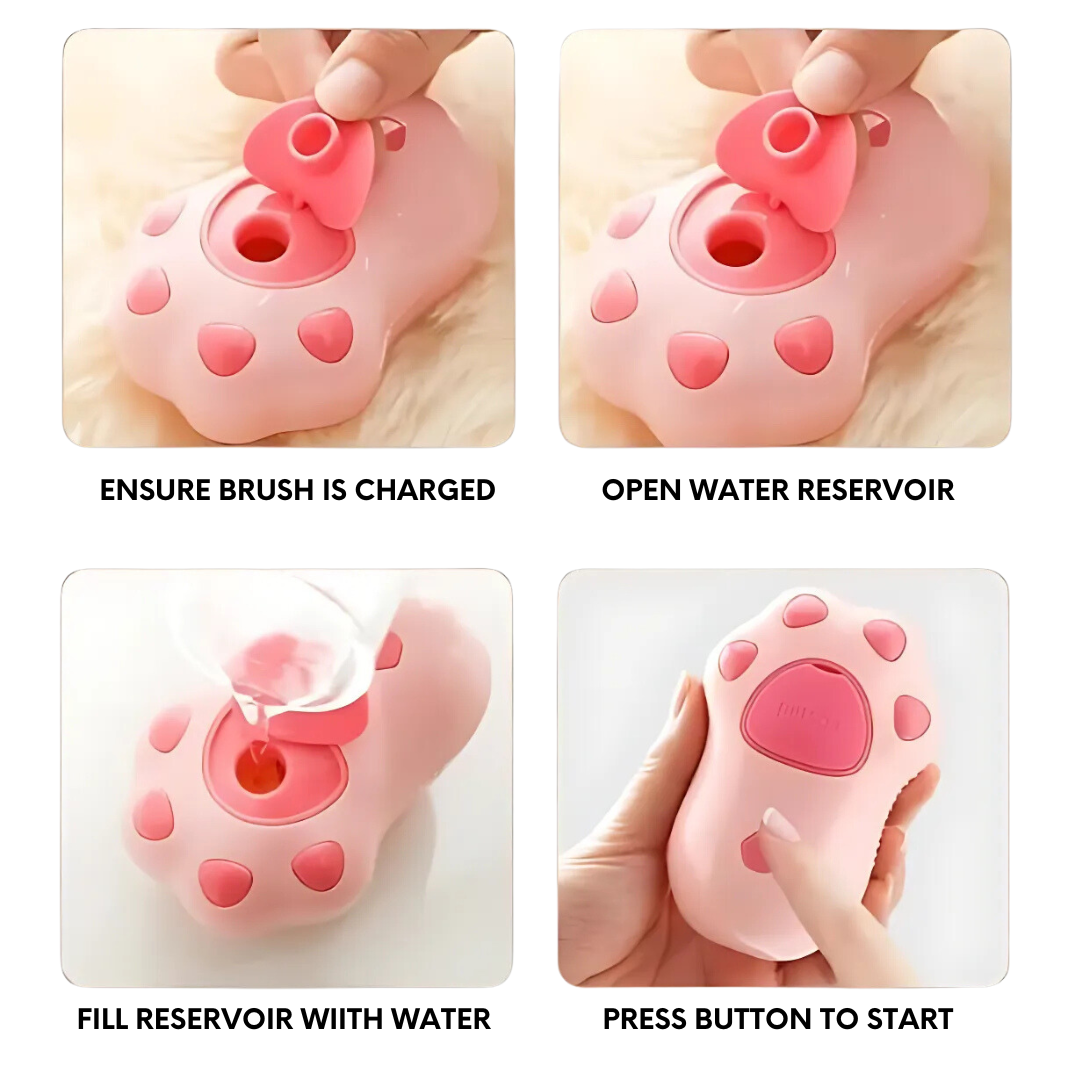 Pink Paw Cat Steam Brush