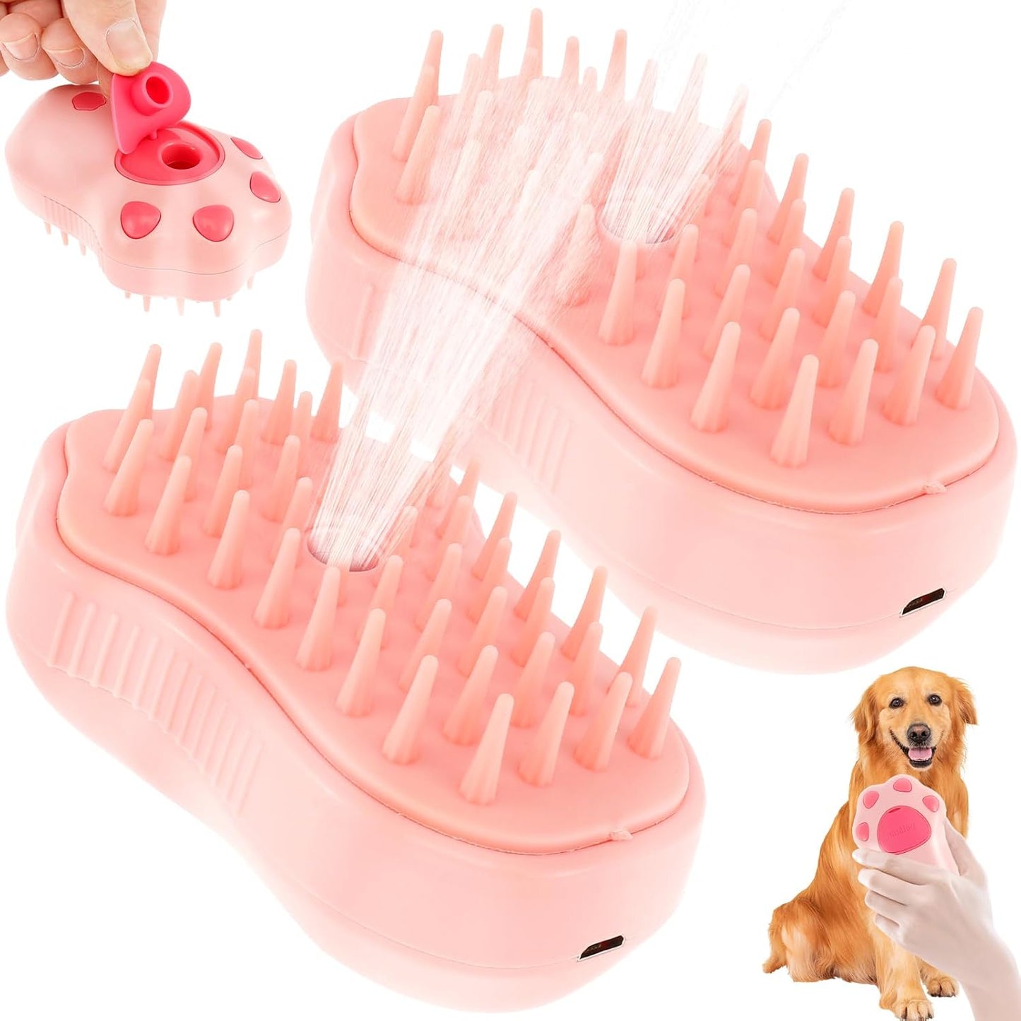 Pink Paw Cat Steam Brush